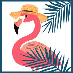 Postcard with cute flamingo