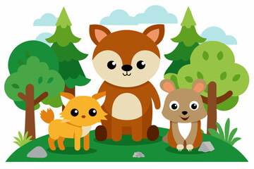 Naklejka premium animals in the forest