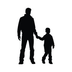 Father and Son Silhouette Clipart on a White Background