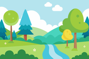 Obraz premium landscape with trees and clouds