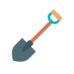 Stylized shovel icon with White Background and flat design