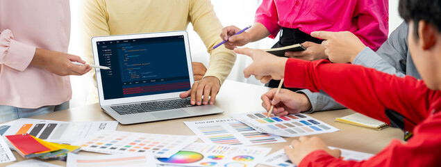 Software development programming on computer screen for brisk application and program coding