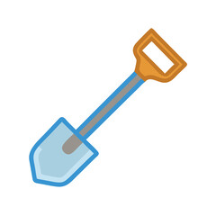 Stylized shovel icon illustration on White Background, simple graphic