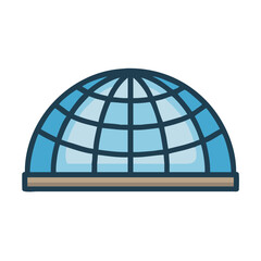 Modern geodesic dome illustration isolated against White Background © Xihan