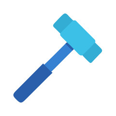 Blue rubber mallet tool on a White Background