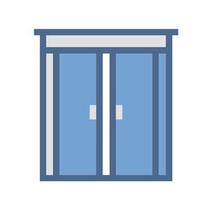 Flat design graphic icon of closed double doors