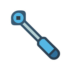 Illustration of a blue handle ratchet wrench icon tool
