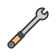 Modern flat illustration of open-end wrench on White Background