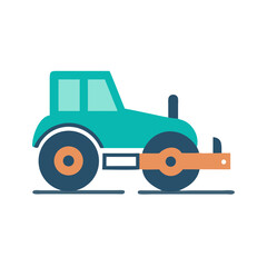Simple flat vector illustration of construction compactor vehicle