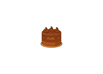 Vector illustration of cartoon cake with fruits on white background