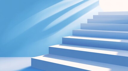 Fototapeta premium Stylized Stairway Leading Upwards into Bright Light Representing Financial Success