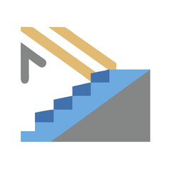 Modern minimalist illustration of staircase with wooden handrails