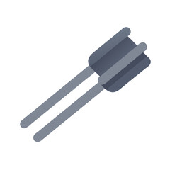 Abstract pair of gray spatulas on solid black backdrop