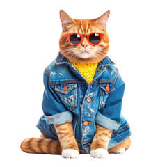 Trendy Orange Cat with Sunglasses	
