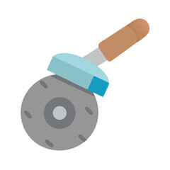 Minimalist flat style pizza cutter illustration on White Background