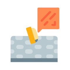 Flat illustration of digital message on patterned blue surface