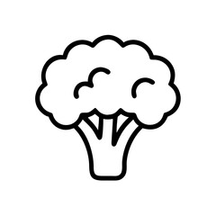 Outline drawing of a broccoli floret with a thick stem and defined florets in a simple, clean style