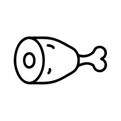 Outline drawing of a cooked ham hock with bone and meat ready to be eaten for dinner tonight now