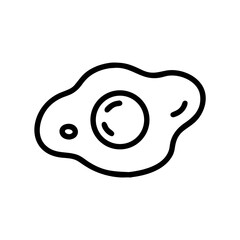 A simple graphic of a fried egg with a runny yolk and cooked white on a plain white background image