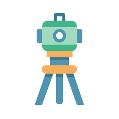 Fototapeta premium Surveying tool on tripod flat vector illustration with colors