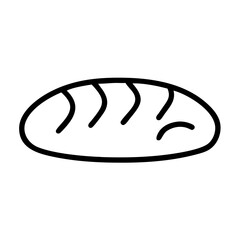 A simple graphic depicting a loaf of bread with visible scoring marks on the surface design image here