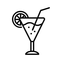 A refreshing beverage in a martini glass with a straw and citrus garnish is displayed here nicely