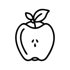 Outline drawing of a fruit with leaves and seeds isolated on a white background design element