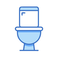 A clean and simple blue toilet illustration on White Background