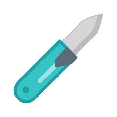 Stylized flat icon of craft knife against White Background
