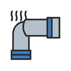 Leaking grey pipe with blue joints in a flat style