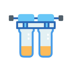Two-stage water filtration system in flat design style