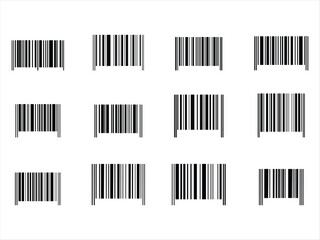 collection of barcode icon vector on white background.