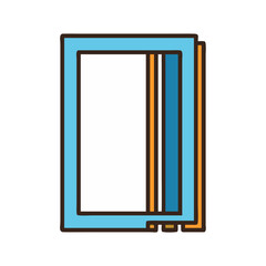 Stylized blue folder with brown outlines on White Background