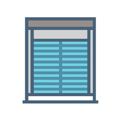 Window blinds vector illustration with shades of blue color