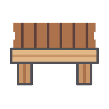 recommend clip art: Simple wooden bench illustration on a White Background