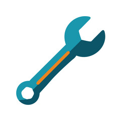 Blue wrench tool illustration on White Background for repair