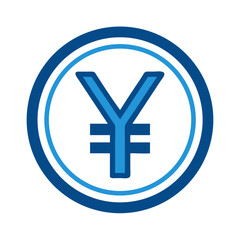 Isolated blue yen symbol on White Background for finance