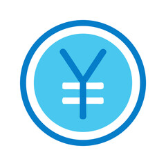 Obraz premium Blue Yen coin symbol on White Background currency graphic