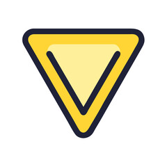 Yellow yield road sign on White Background, graphic style