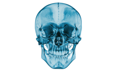 Blue skull isolated on white or transparent background