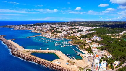 Santa Maria di Leuca - Italy, Apulia - Aerial view of the marina with town