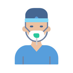Doctor with Mask, Surgeon Medical Professional Icon Illustration