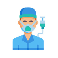 Healthcare Worker with IV Drip Medical Illustration on Black