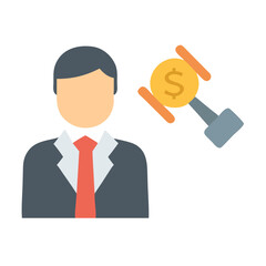 Financial advisor avatar with dollar coin and gavel