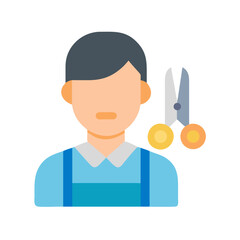 Barber icon illustration in flat design style