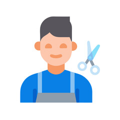 Barber icon showing a stylist with scissors vector