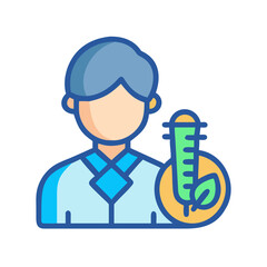 Scientist Holding Herbal Test Tube Icon on Black