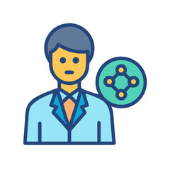 Data analysis expert illustration icon, data connection metaphor