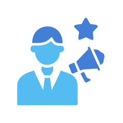 Influencer marketing vector icon on black background illustration