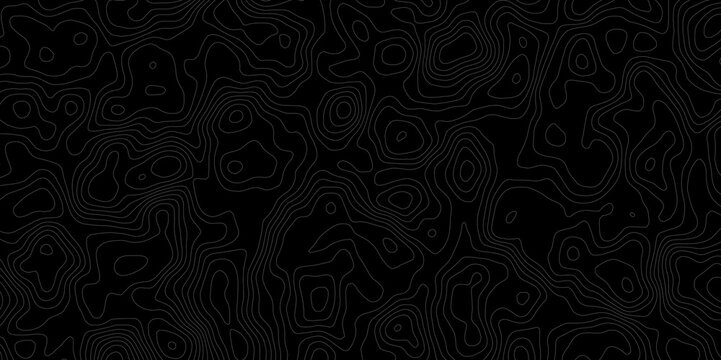 topographic seamless abstract topographic map pattern design with gray contour lines on a black background surface view, perfect for backgrounds and creative projects.